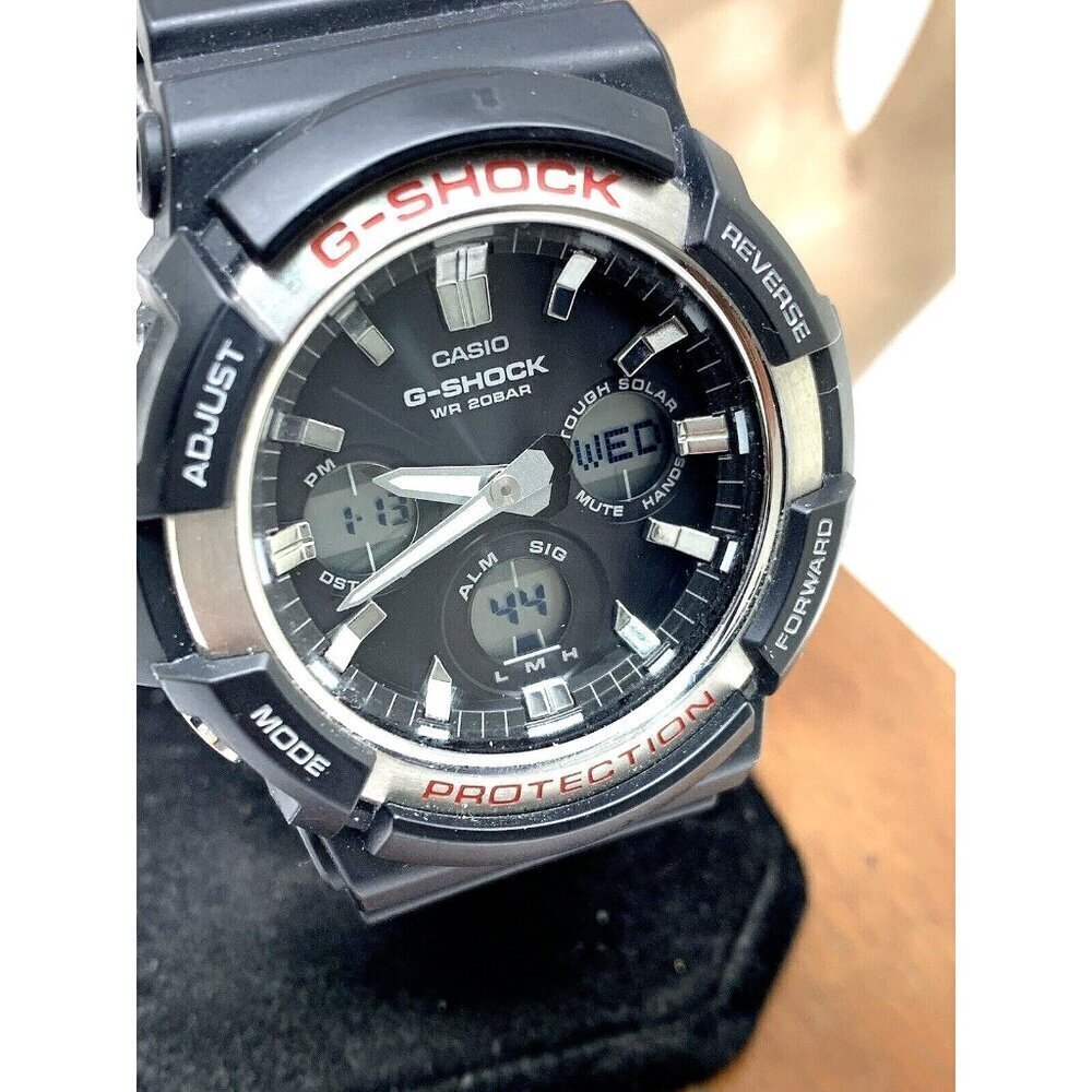 Casio Mens Watch G-Shock GAS100 Black Resin Analog Digital Tough Solar 4…